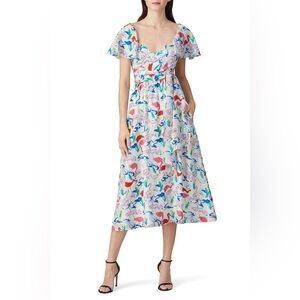 Tanya Taylor “Teigan” White Flamingo Wrap Dress ~ Sz 10